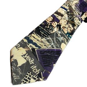 Vintage ENVOY Mens Tie Limited Edition Old Hollywood Black Purple USA